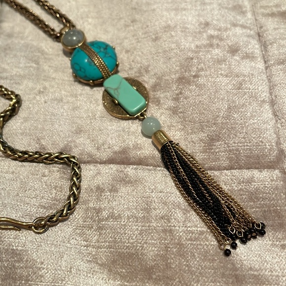 Stella & Dot Turquoise Tassel 4 ways to wear Necklace - Picture 10 of 11